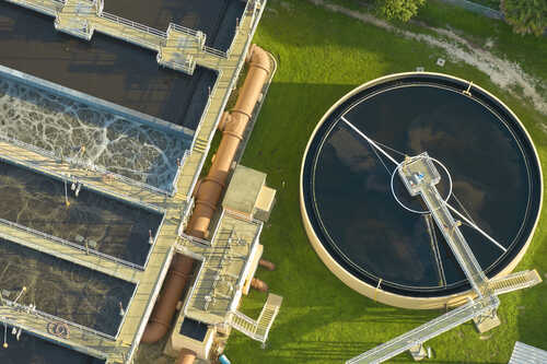 Aerial photo of water treatment facility
